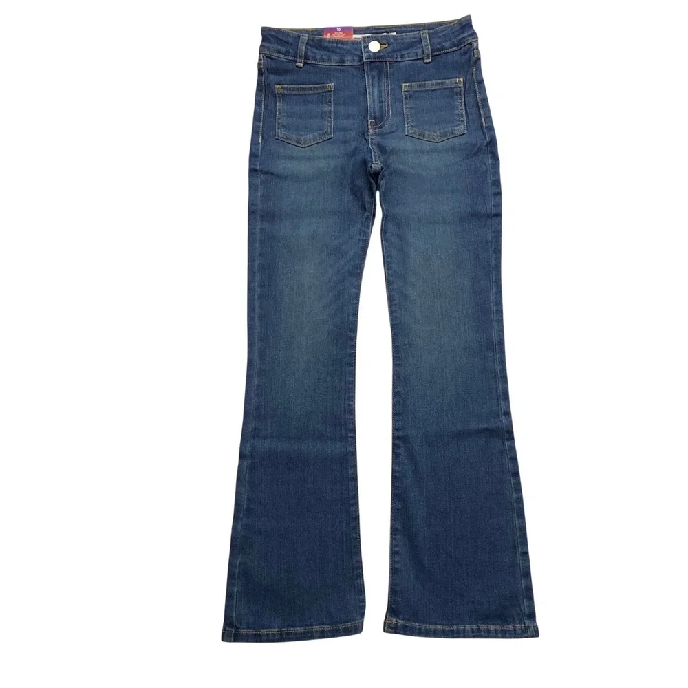 Levis Girls Flare Denim Dark Wash Adjustable Waist Stretch Jeans Size 12‎ NWT